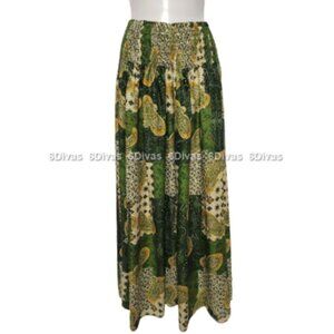 Cotton Skirt, Elastic waisted skirt, Casual Summer Long Skirt- ONE SIZE - NEW